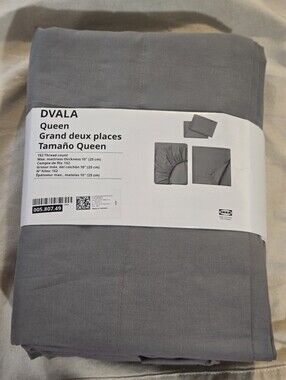 IKEA Gray Queen Fitted Sheet Set- Solid Light Gray